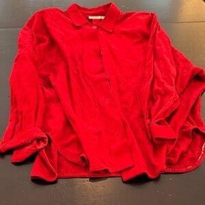 Vibrant Red Suede  Button-Up Shirt
